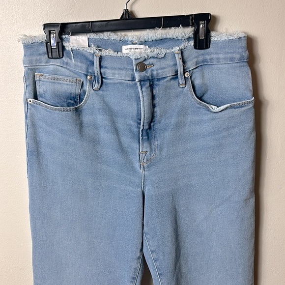 NWT Good American Good straight frayed waistband hem jeans - Picture 3 of 11
